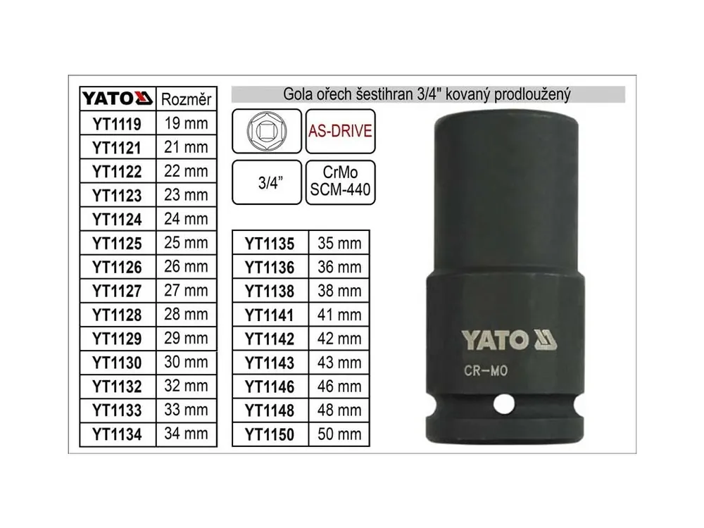 Gola ořech šestihran 3/4" kovaný prodloužený 41mm