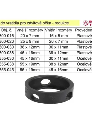 Pouzdro do vratidla pro závitová očka - redukce 55 / 45mm ocelové