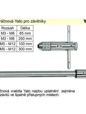 Vratidlo závitové ráčnové Yato délka 250mm pro závitníky M3-M8