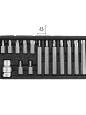 Bity Torx, vrtané, sada 15 dílů, pro ráčnu 1/2", Yato