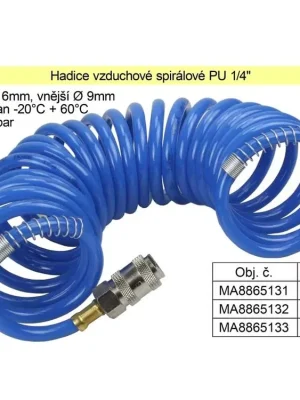 Hadice vzduchová spirálová PU 1/4" délka 8m