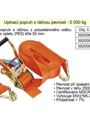 Popruh upínací pás s ráčnou 5t/8m/50mm