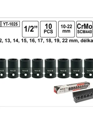 YATO Gola ořechy šestihranné kované 1/2" sada 10 kusů 10-22mm YT-1025