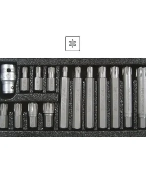 Bity Ribe (hranatý torx), sada 15 dílů, pro ráčnu 1/2", Yato