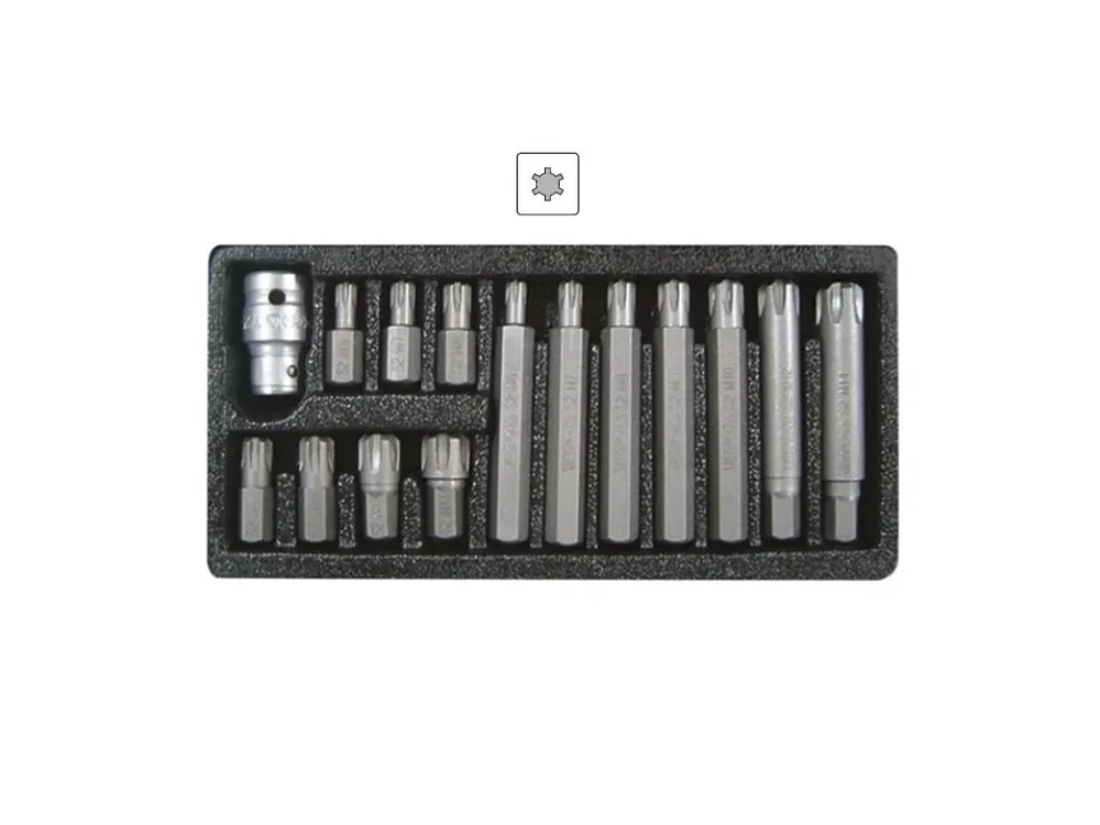 Bity Ribe (hranatý torx), sada 15 dílů, pro ráčnu 1/2", Yato