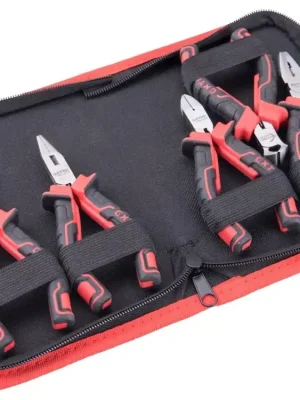 kleště mini, sada 5ks, kleště: kombinované 125mm, štípací boční a čelní 115mm, půlkulaté