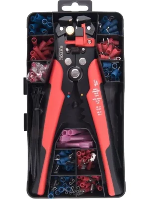 Kleště odizolovací/krimpovací automatické, 210mm vvčetně koncovek, sada