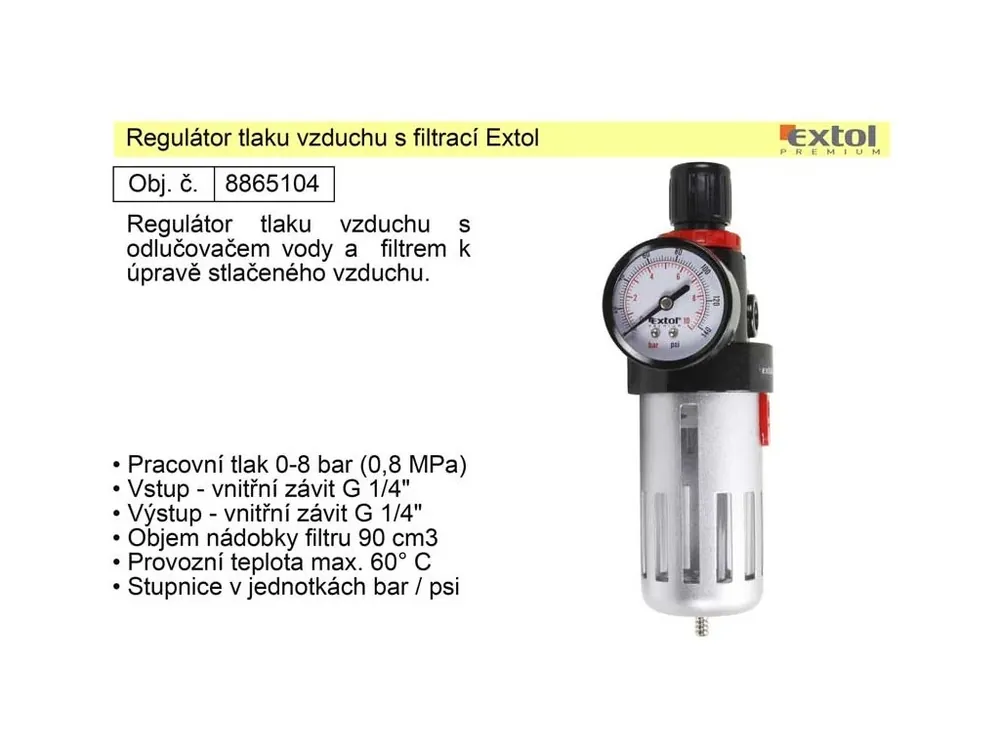 Regulátor tlaku vzduchu s filtrací Extol 8865104