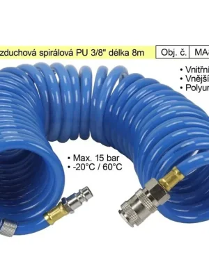Hadice vzduchová spirálová PU 3/8" délka 8m