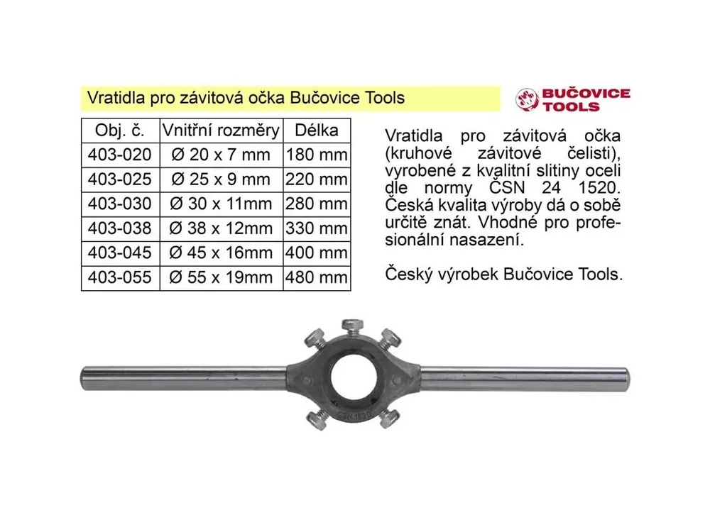 Vratidlo pro závitová očka 45x16 mm Bučovice Tools