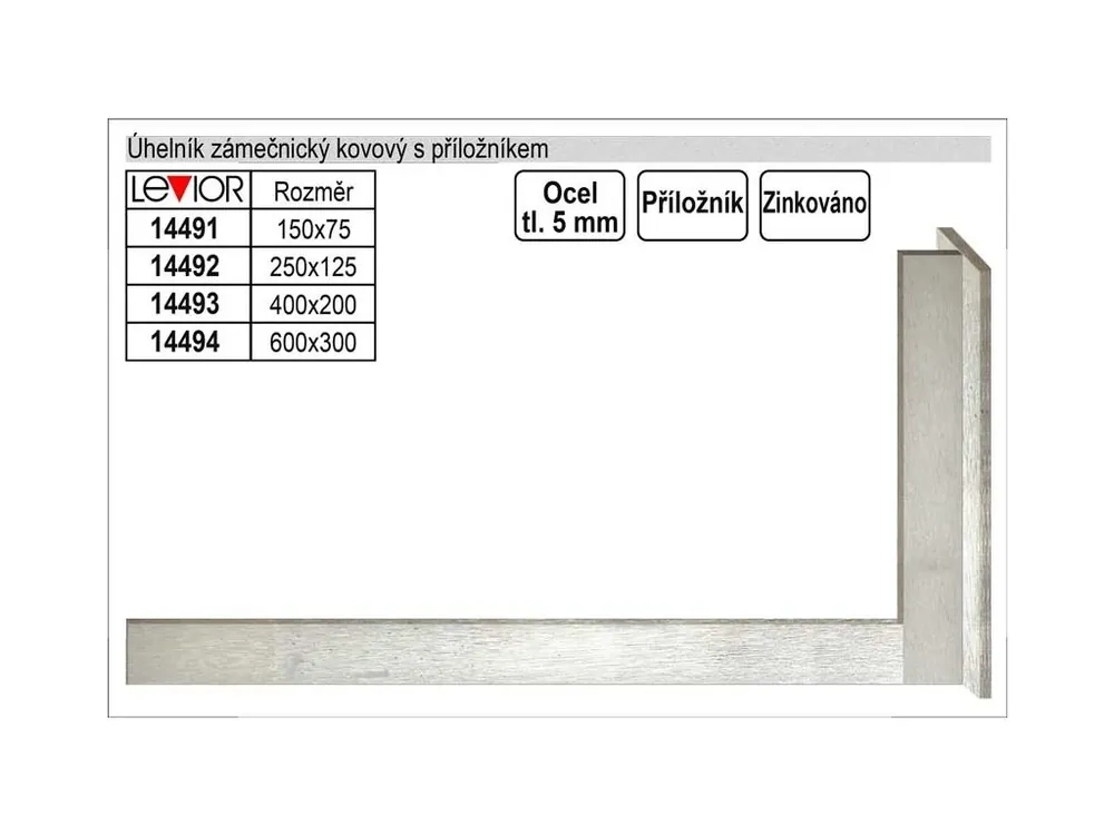 Úhelník zámečnický kovový příložný 300x600mm