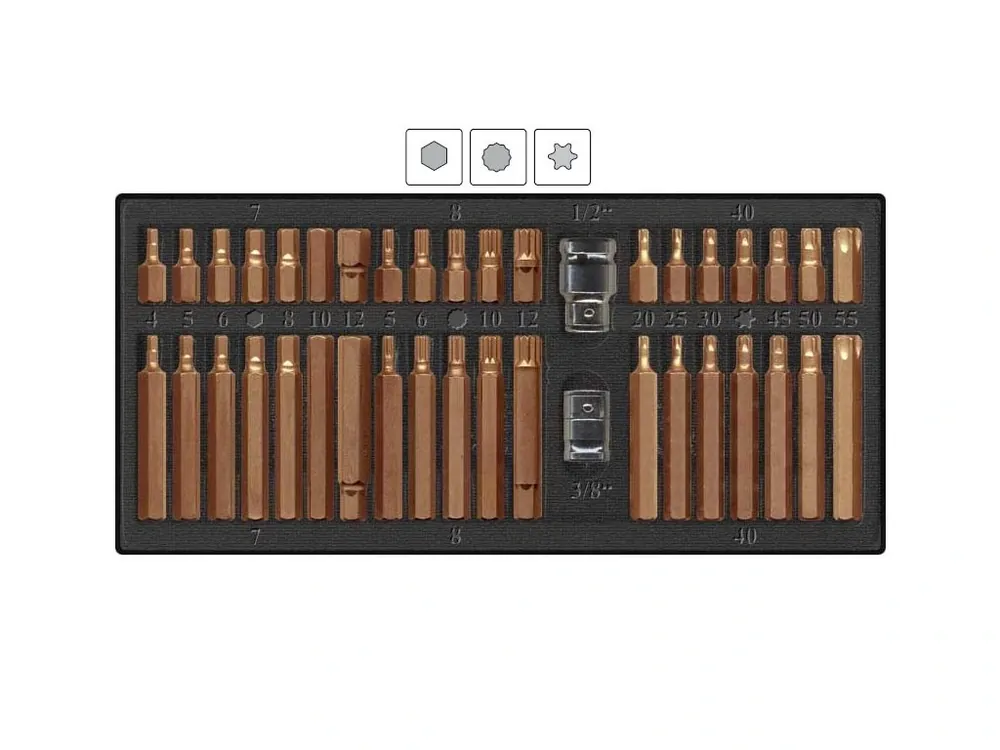 Bity Imbus, XZN Spline (tisícihran), Torx, sada 40 dílů, pro ráčny 3/8“ a 1/2", Yato