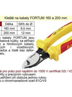 Kleště na kabely Fortum 160 mm