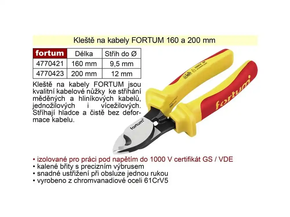 Kleště na kabely Fortum 160 mm