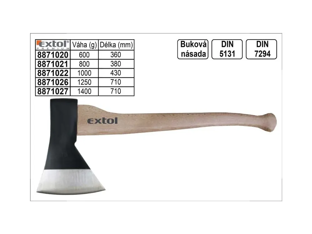 Sekera EXTOL PREMIUM s bukovou násadou 1400g