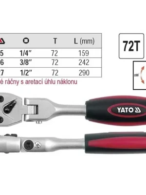 Gola ráčna Yato kloubová s páčkou 1/4"