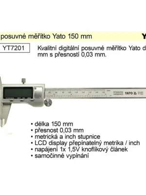 Posuvné měřítko digitální YATO 150mm