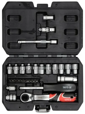 YATO Gola sada 1/4" průchozí ráčna a ořechy 4,5-13mm 12hranné, 29ks