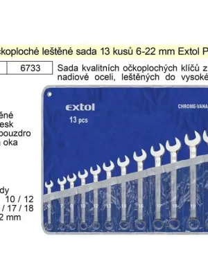 Klíče očkoploché leštěné sada 13 kusů 6-22mm CrV
