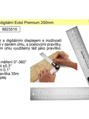 Úhloměr digitální Extol Premium 200mm