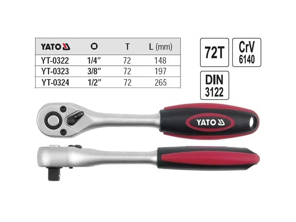 Gola ráčna Yato rovná s páčkou 1/2"