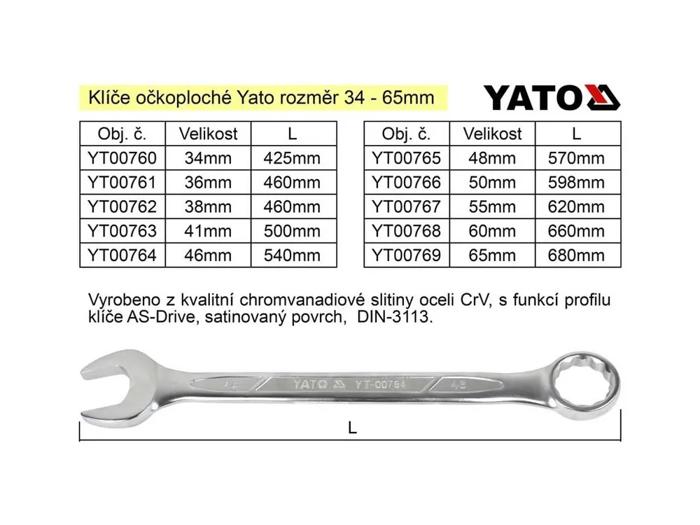 YATO Očkoplochý klíč 50mm CrV
