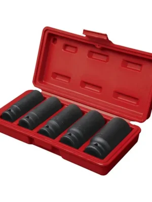 hlavice nástrčné rázové, sada 5ks, 1/2“, 17-19-21-24-27mm, L 79mm, L 79mm, CrMoV, FORTUM