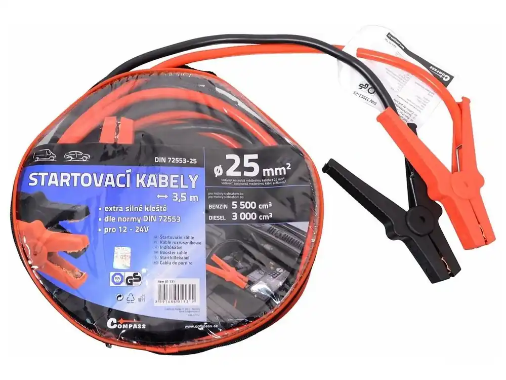 Startovací kabely 25 délka 3,5m TÜV/GS DIN72553