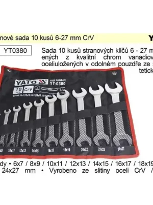 Klíče stranové sada 10 kusů 6-27mm CrV Yato