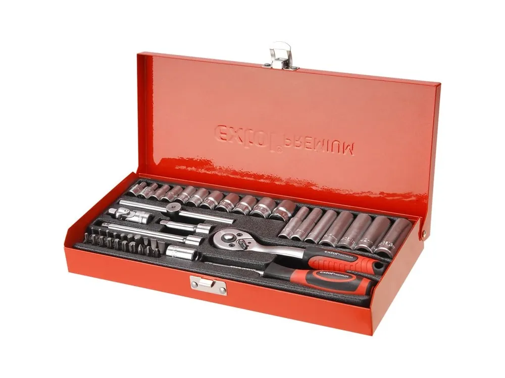 hlavice nástrčné, sada 45ks, 1/4", CrV, EXTOL PREMIUM