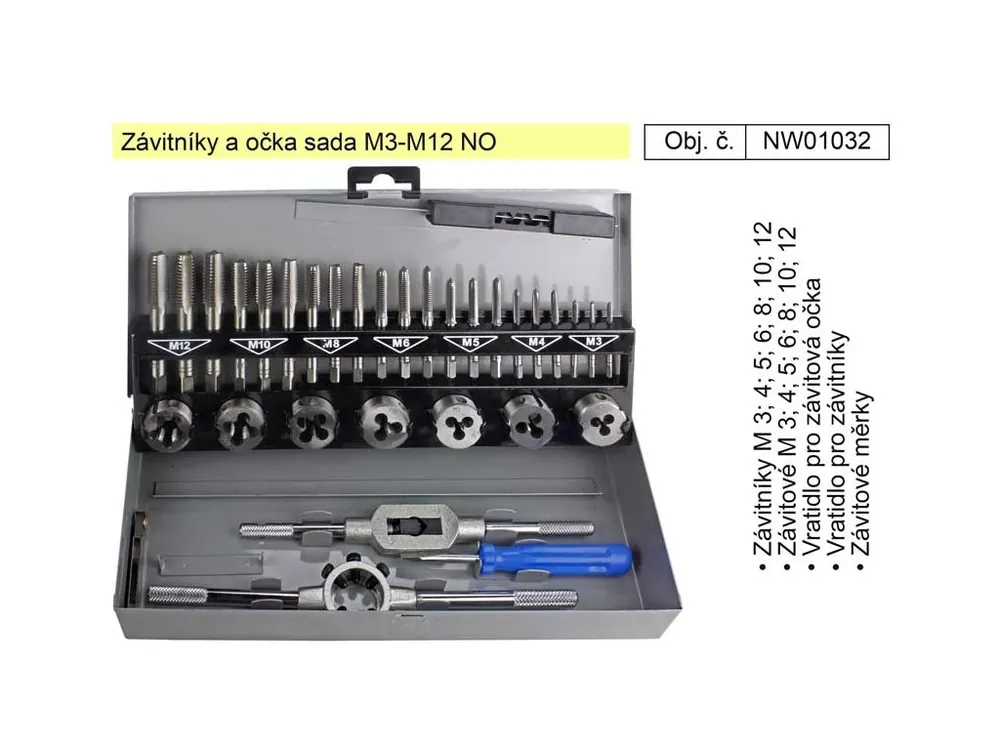 Závitníky a očka sada M3-M12 NO - NW01032, sada závitníků
