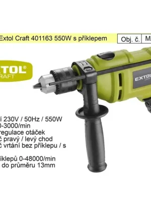 Elektrická vrtačka s příklepem 550 W Extol 401163