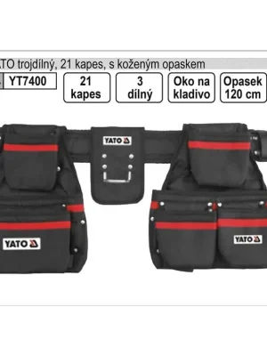 Kapsář YATO trojdílný s 20 kapsami s koženým opaskem