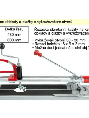 Řezačka na obklady a dlažby 430 mm s vykružovačem otvorů