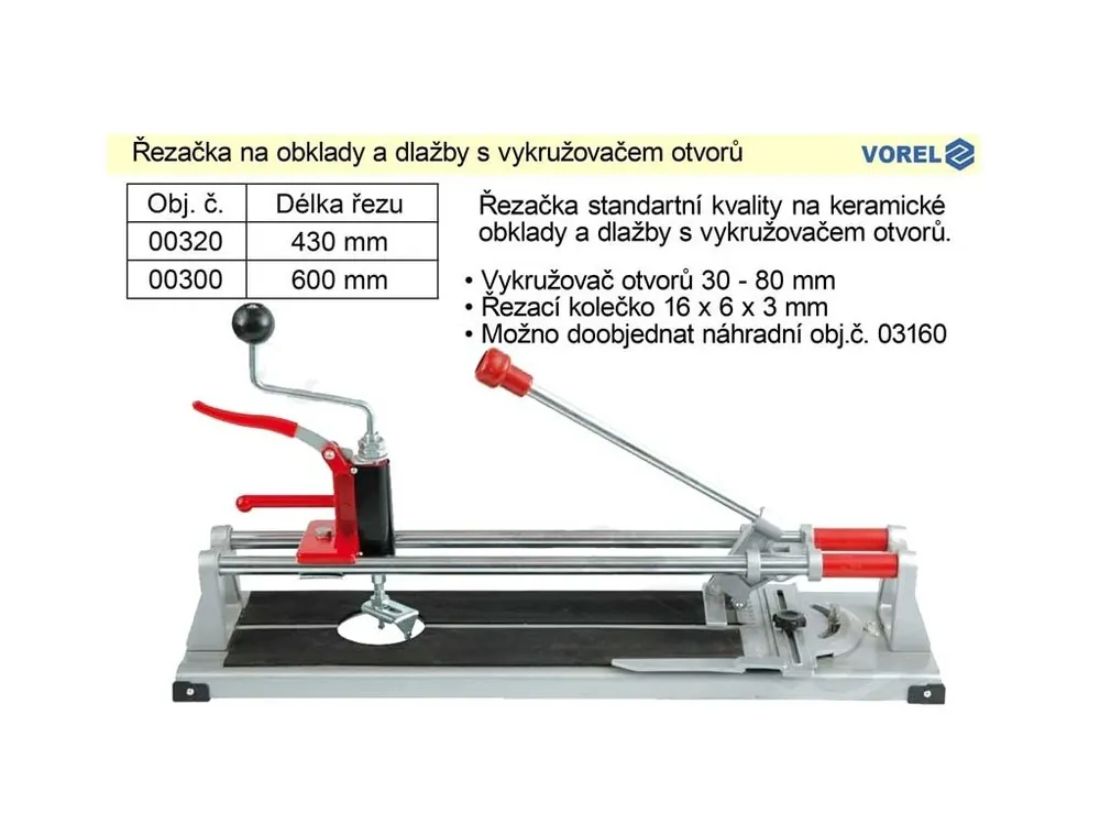 Řezačka na obklady a dlažby 430 mm s vykružovačem otvorů