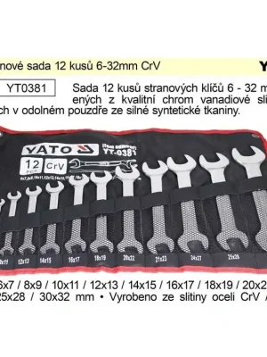 Klíče stranové sada 12 kusů 6-32mm CrV Yato
