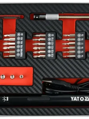 YATO Mini aku šroubovák 3,6V/0,45Ah USB nabíjecí + sada bitů