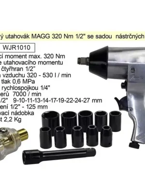 Rázový utahovák MAGG 320 Nm 1/2" se sadou nástrčných klíčů WJR1010
