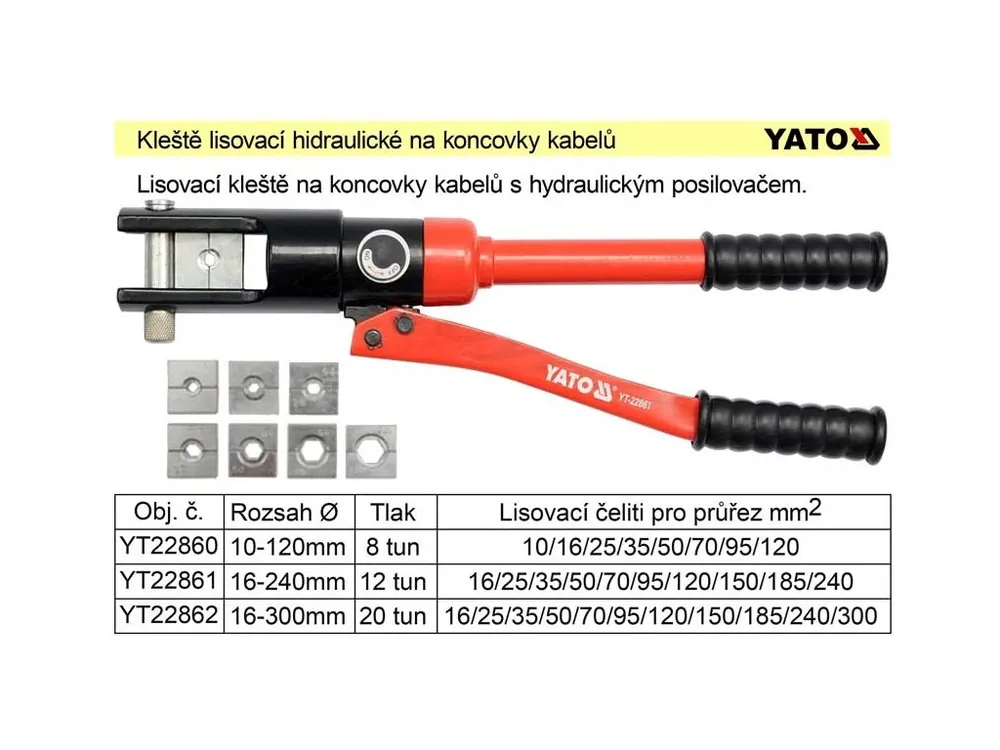 Kleště lisovací na koncovky kabelů 16-240mm2