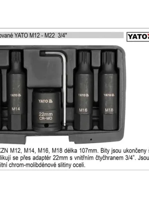 Bity XZN kované sada 6 dílů YATO M12-M18 se stopkou 3/4"