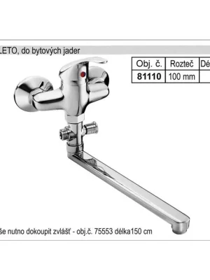 Baterie do bytových jader 100mm chromovaná délka ramínka 300mm