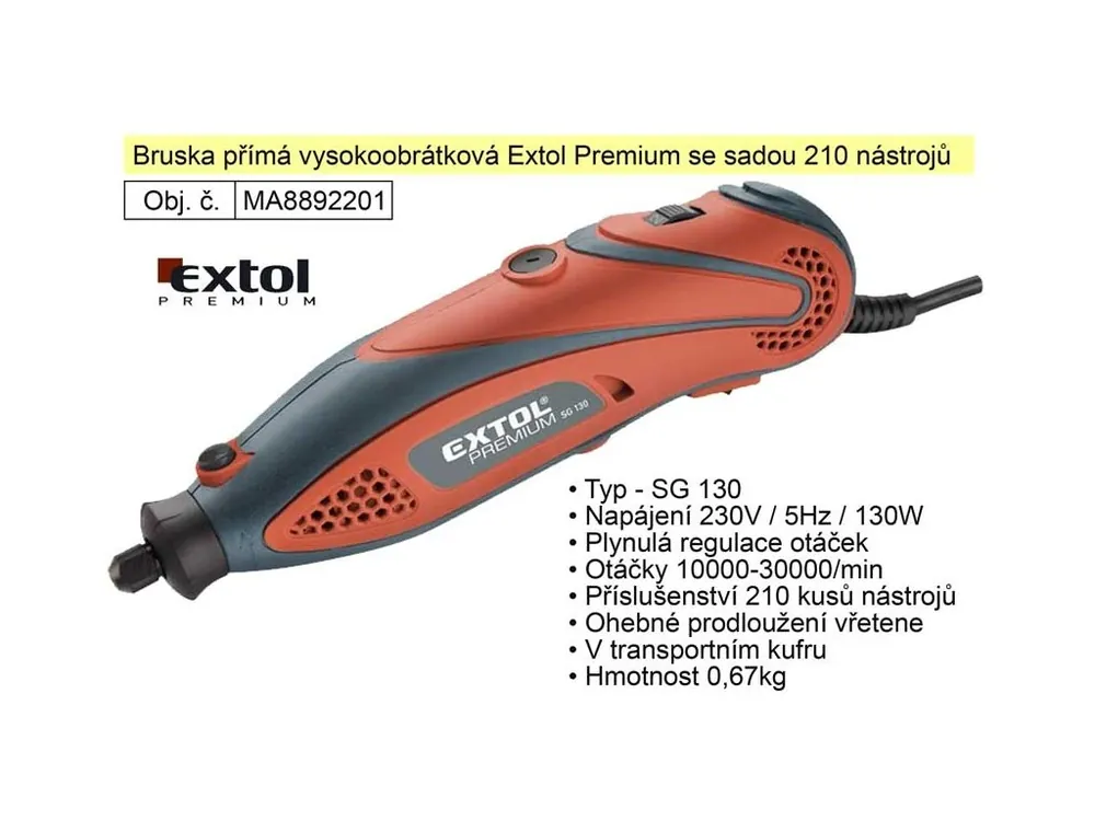 Bruska přímá vysokoobrátková 130 W Extol Premium 8892201