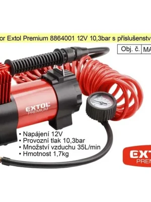 Kompresor Extol Premium 8864001 12V 10,3bar s příslušenstvím