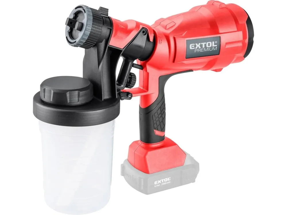 EXTOL PREMIUM pistole stříkací HVLP aku SHARE20V, 20V Li-ion, bez baterie a nabíječky