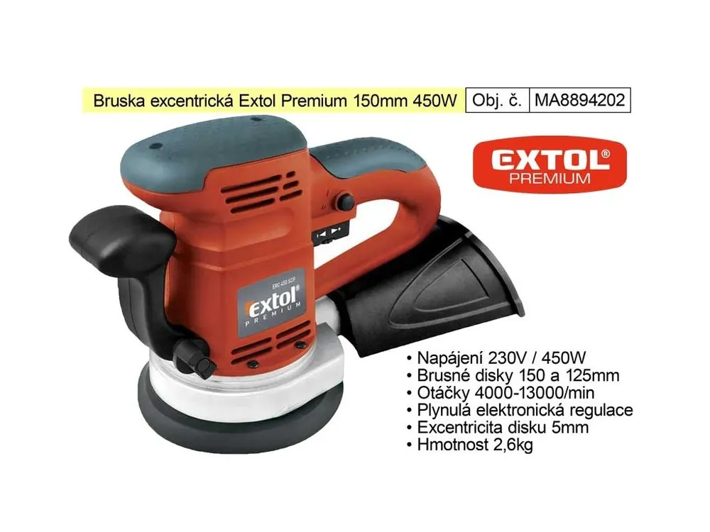 Bruska excentrická 150 mm 450 W Extol Premium 8894202