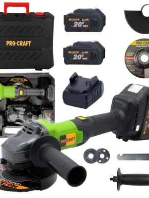 PROCRAFT PGA20 Aku úhlová bruska 125mm, bezuhlíková, 20V, tlačítkový vypínač, BEZ BATERIE