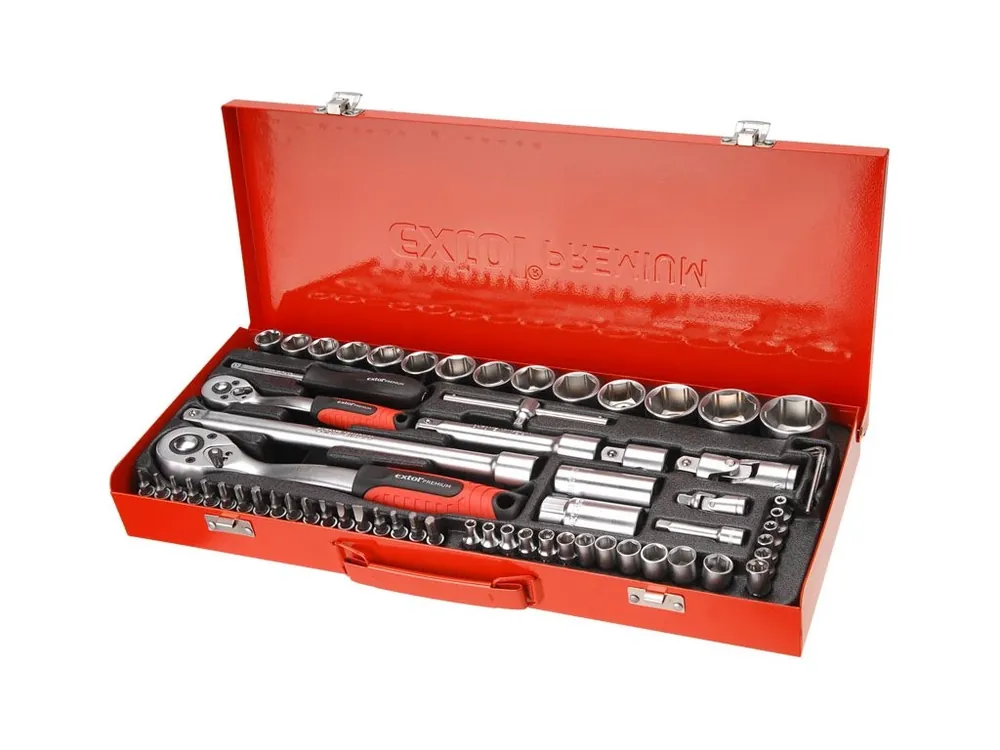 klíče nástrčné, sada 65ks, 1/4", 1/2", CrV, EXTOL PREMIUM