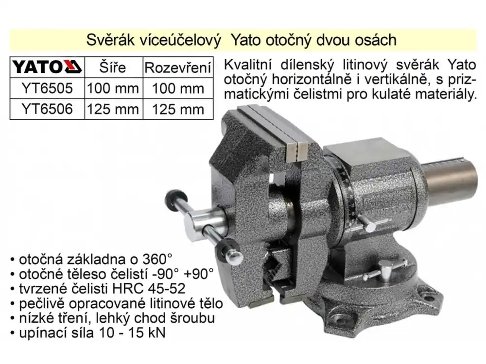 Svěrák víceúčelový 100 mm Yato otočný dvou osách