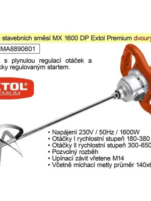 Míchadlo stavebních směsí MX 1600 DP Extol Premium