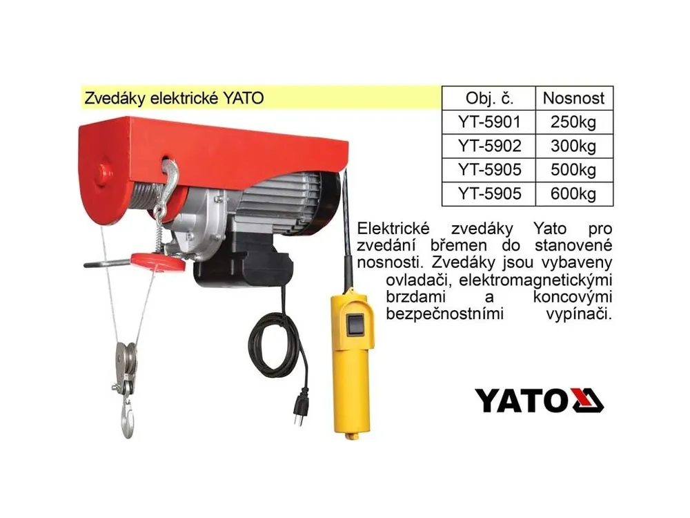 Zvedák elektrický nosnost 250 kg
